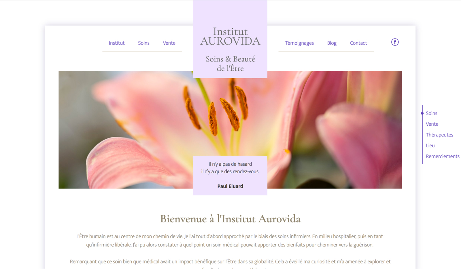 Site Institut Aurovida - Lausanne | Kayaleh | Communication Globale - Agence spécialisée dans la Communication et le Marketing Digital