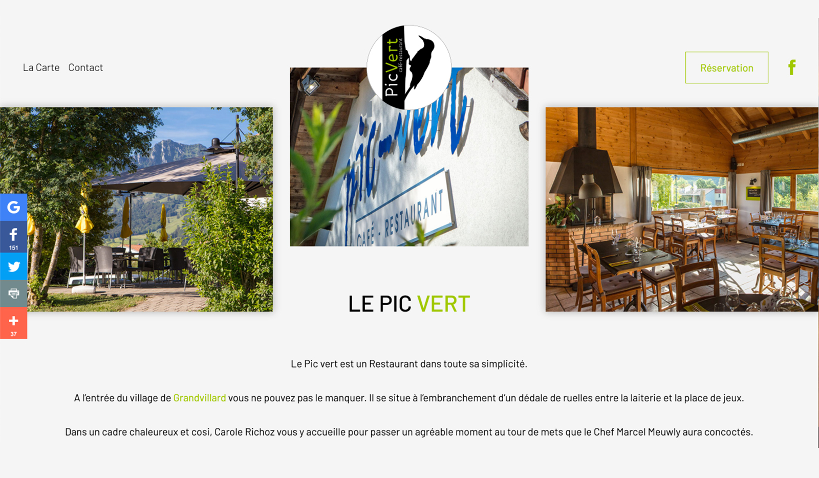 Site Le Pic Vert - Grandvillard | Kayaleh | Communication Globale - Agence spécialisée dans la Communication et le Marketing Digital